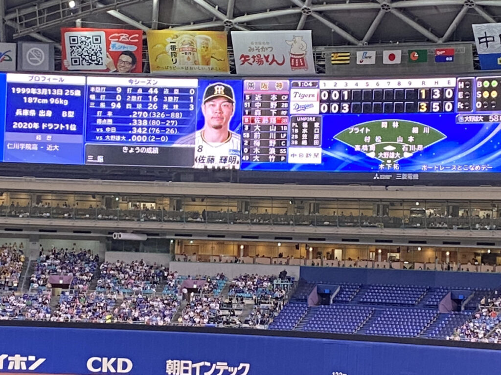 バンテリン名古屋ドーム日vs阪神のプロ野球の様子